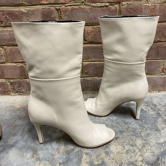 Calvin Klein Kaiya Cream Peep Toe Heeled Boots Size 6 - Picture 5 of 12